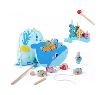 Розвиваюча гра 4в1 Кит: рибалка, балансир, шнурівка, сортер, Tooky Toy TH698 фото